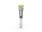 Cushion Cut Three Stone Engagement Ring Setting for a Fancy Yellow Lab-Grown Diamond | Basket Prong Heads | White Gold