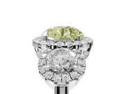 Round Three Stone Halo Engagement Ring Setting for a Fancy Yellow Lab-Grown Diamond | Sterling Silver