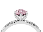 Pear-Shaped Pavé Engagement Ring Setting for a Fancy Pink Lab-Grown Diamond | Platinum