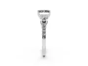 Fancy Black Three-Stone Radiant Cut Diamond Pavé Band Ring Set in White gold with Prong-Set Trio