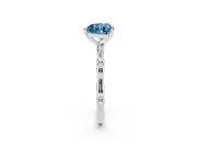 Fancy Blue Heart Cut Diamond Solitaire Ring Set in White gold with Bamboo Band and Prong Setting