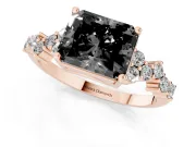 Radiant Cut Scattered Accent Engagement Ring Setting for a Black Center | Slim Band | Rose Gold
