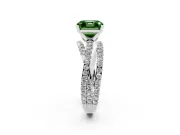 Fancy Green Asscher Cut Diamond Solitaire Twist Band Ring Set in White gold with Pavé Setting and Prong Head