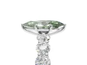 Marquise Side Stone Engagement Ring Setting for a Fancy Green Lab-Grown Diamond | Scalloped Prong Accents | White Gold