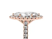 Marquise Raised Halo Engagement Ring Setting | Pave Band | Rose Gold