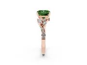 Fancy Green Radiant Cut Diamond Solitaire Ring Set in Rose gold with Marquise Twist Band and Prong Setting