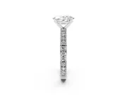 Oval Cut Diamond Solitaire Ring Set in Silver with Slim Pavé Band and Prong Setting
