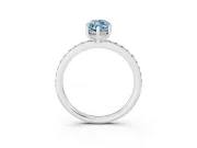 Fancy Blue Marquise Cut Diamond Pavé Band Ring Set in Silver with Prong-Set Center Stone
