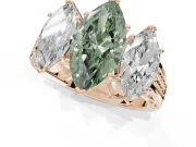 Marquise Three Stone Engagement Ring Setting for a Fancy Green Lab-Grown Diamond | Beaded Shoulders | Rose Gold
