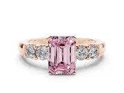 Emerald Cut Five Stone Engagement Ring Setting for a Fancy Pink Lab-Grown Diamond | Rose Gold