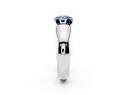 Round Half Bezel Engagement Ring Setting for a Fancy Blue Lab-Grown Diamond | Wide Band | White Gold