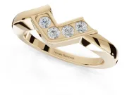 Round Lab-Grown Diamond Channel Set Chevron Wedding Band | V Front | Yellow Gold