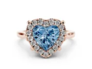Heart-Shaped Claw Corner Halo Engagement Ring Setting for a Fancy Blue Lab-Grown Diamond | Slim Plain Band | Rose Gold