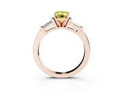Emerald Cut Three-Stone Engagement Ring Setting for a Fancy Yellow Lab-Grown Diamond | Tapered Baguettes | Rose Gold