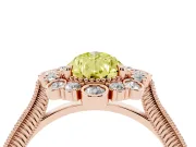 Fancy Yellow Pear Cut Diamond Halo Milgrain Pavé Ring Set in Rose gold with Prong Setting