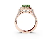 Heart-Shaped Halo Engagement Ring Setting for a Fancy Green Lab-Grown Diamond | Pointed Pave Shoulders | Rose Gold