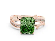 Fancy Green Radiant Cut Diamond Pavé Twist Band Solitaire Ring Set in Rose gold with Prong Setting