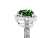 Fancy Green Heart Cut Diamond Halo Pavé Engagement Ring Set in White gold with Bezel Setting