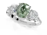 Cushion Cut Engagement Ring Setting for a Fancy Green Lab-Grown Diamond | Sterling Silver - Design NV-24901