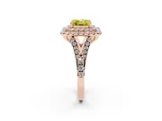 Asscher Cut Halo Split Shank Engagement Ring Setting for a Fancy Yellow Lab-Grown Diamond | Pavé Strands | Rose Gold