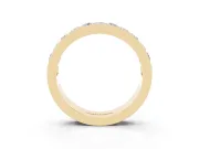 Princess Diamond Channel Set Promise Ring Set in Yellow gold with Round Accent Stations