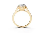 Heart-Shaped Petal Tip Halo Engagement Ring Setting | Single Row Pavé Band | Yellow Gold
