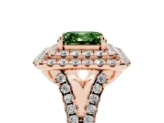 Asscher Cut Halo Split Shank Engagement Ring Setting for a Fancy Green Lab-Grown Diamond | Pavé Strands | Rose Gold