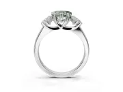 Heart-Shaped Three Stone Engagement Ring Setting for a Fancy Green Lab-Grown Diamond | Tapered Band | Sterling Silver