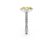 Fancy Yellow Marquise Cut Diamond Solitaire Ring Set in Silver with Slim Pavé Band and Prong Setting