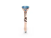 Fancy Blue Radiant Cut Diamond Engagement Ring Set in Rose gold with Side Stone Accents and Prong Setting