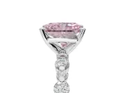 Radiant Cut Pavé Solitaire Engagement Ring Setting for a Fancy Pink Lab-Grown Diamond | Alternating Accents | White Gold