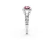 Cushion Cut Split Shank Halo Engagement Ring Setting for a Fancy Pink Lab-Grown Diamond | Platinum