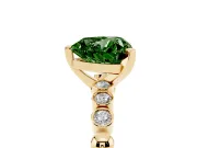 Fancy Green Heart Cut Diamond Solitaire Engagement Ring Set in Yellow gold with Bezel Accents on Beaded Band