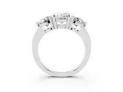 Oval Cut Diamond Three-Stone Ring Set in White gold with Prong Setting and Classic Band