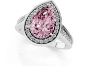 Pear-Shaped Rimmed Halo Engagement Ring Setting for a Fancy Pink Lab-Grown Diamond | Sterling Silver