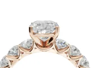 Cushion Cut Side Stone Engagement Ring Setting | Scalloped Prong Accents | Rose Gold