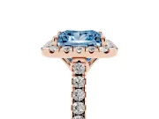 Princess Cut Raised Halo Engagement Ring Setting for a Fancy Blue Lab-Grown Diamond | Rose Gold