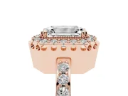 Emerald Cut Vintage Milgrain Halo Engagement Ring Setting | Pierced Gallery | Rose Gold