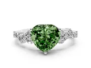 Heart-Shaped Accented Engagement Ring Setting for a Fancy Green Lab-Grown Diamond | White Gold