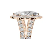 Marquise Halo Pavé Engagement Ring Setting | Narrow Split Shank | Rose Gold