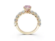 Cushion Cut Engagement Ring Setting for a Fancy Pink Lab-Grown Diamond | Yellow Gold - Design NV-24455