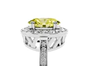 Oval Halo Engagement Ring Setting for a Fancy Yellow Lab-Grown Diamond | Polished Halo Rim | White Gold