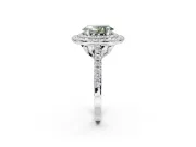 Fancy Green Oval Lab-Grown Diamond Double Halo Statement Ring Set in Platinum with Pavé Band