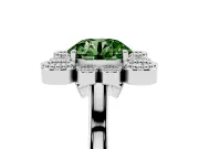 Round Milgrain Cluster Halo Engagement Ring Setting for a Fancy Green Lab-Grown Diamond | Plain Band | White Gold