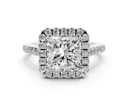 Princess Cut Raised Halo Engagement Ring Setting | Pave Band | Sterling Silver