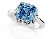 Asscher Cut Petal Halo Engagement Ring Setting for a Fancy Blue Lab-Grown Diamond | Sterling Silver
