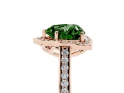 Heart-Shaped Petal Tip Halo Engagement Ring Setting for a Fancy Green Lab-Grown Diamond | Pavé Band | Rose Gold