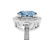 Oval Halo Engagement Ring Setting for a Fancy Blue Lab-Grown Diamond | Polished Halo Rim | White Gold