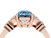 Emerald Cut Floral Side Stone Engagement Ring Setting for a Fancy Blue Lab-Grown Diamond | Rose Gold