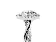 Round Halo Engagement Ring Setting | Pavé Twist Band | White Gold